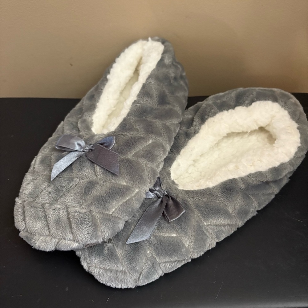 Gray Fuzzy Slippers